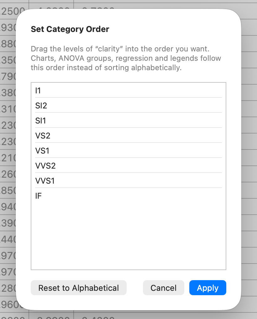 Setting the ordinal level order for the cut column in Stratum