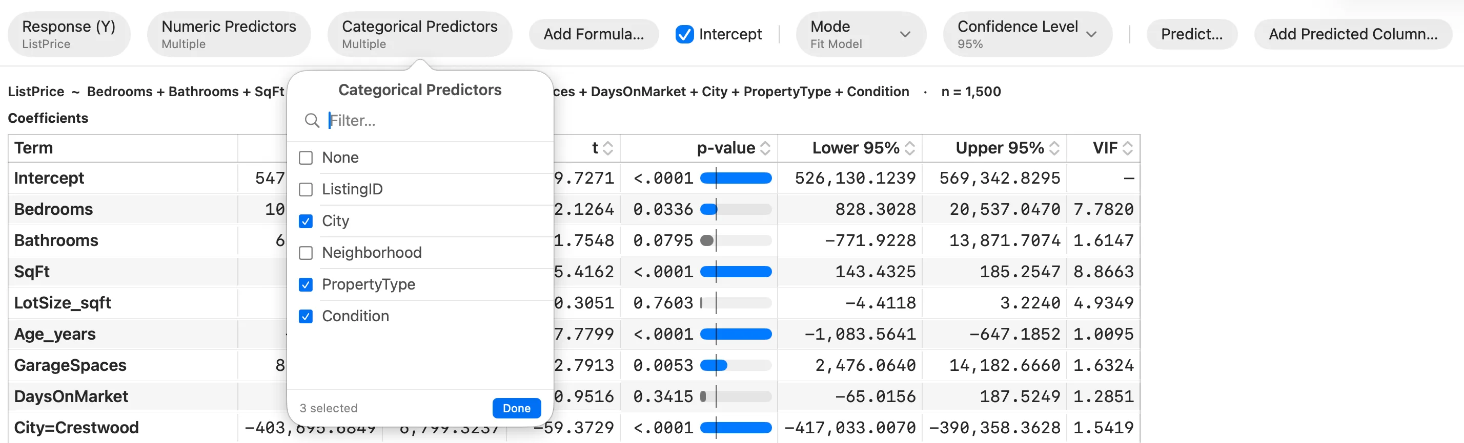 Building a linear regression model in Stratum