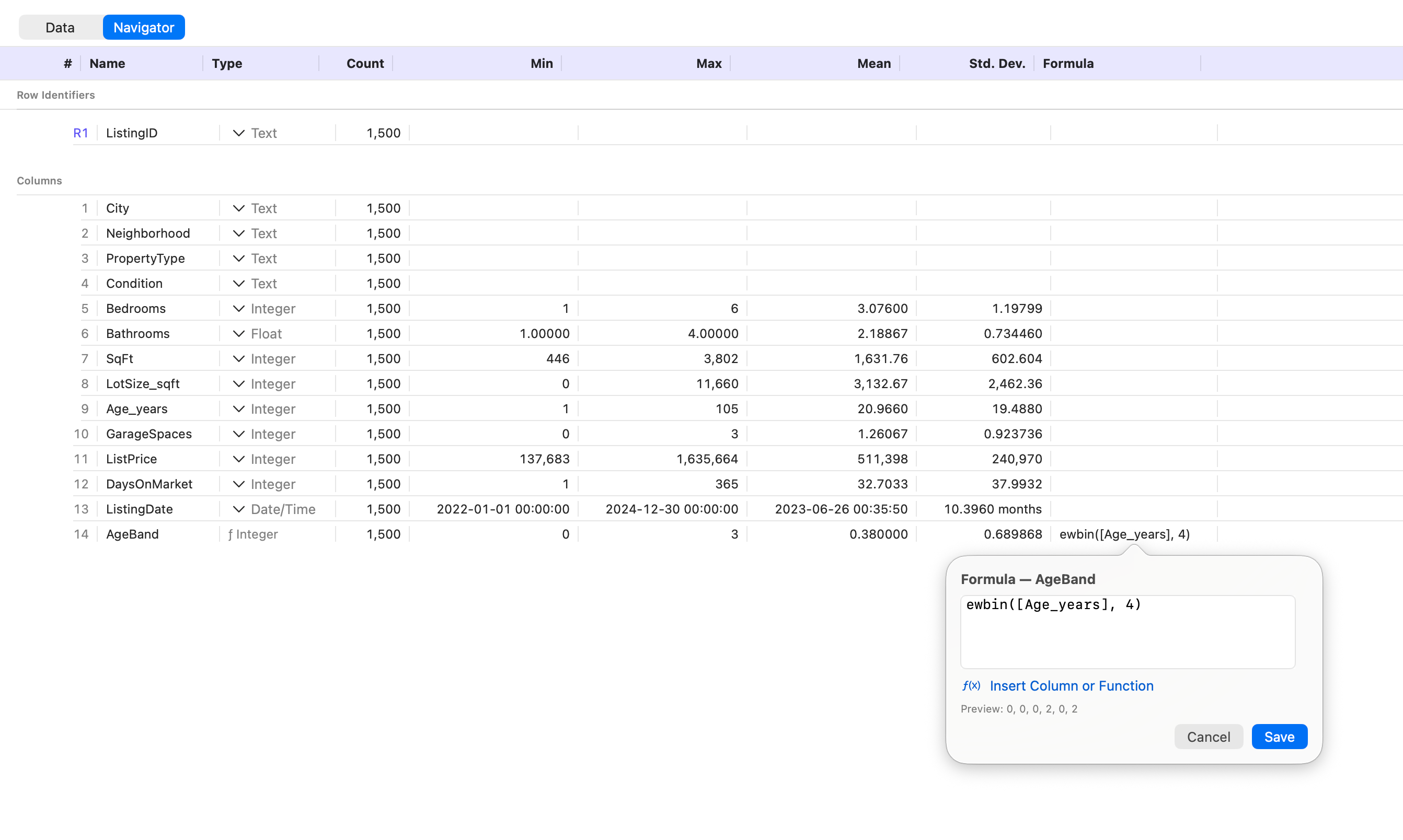 Editing a formula and the column recomputing live