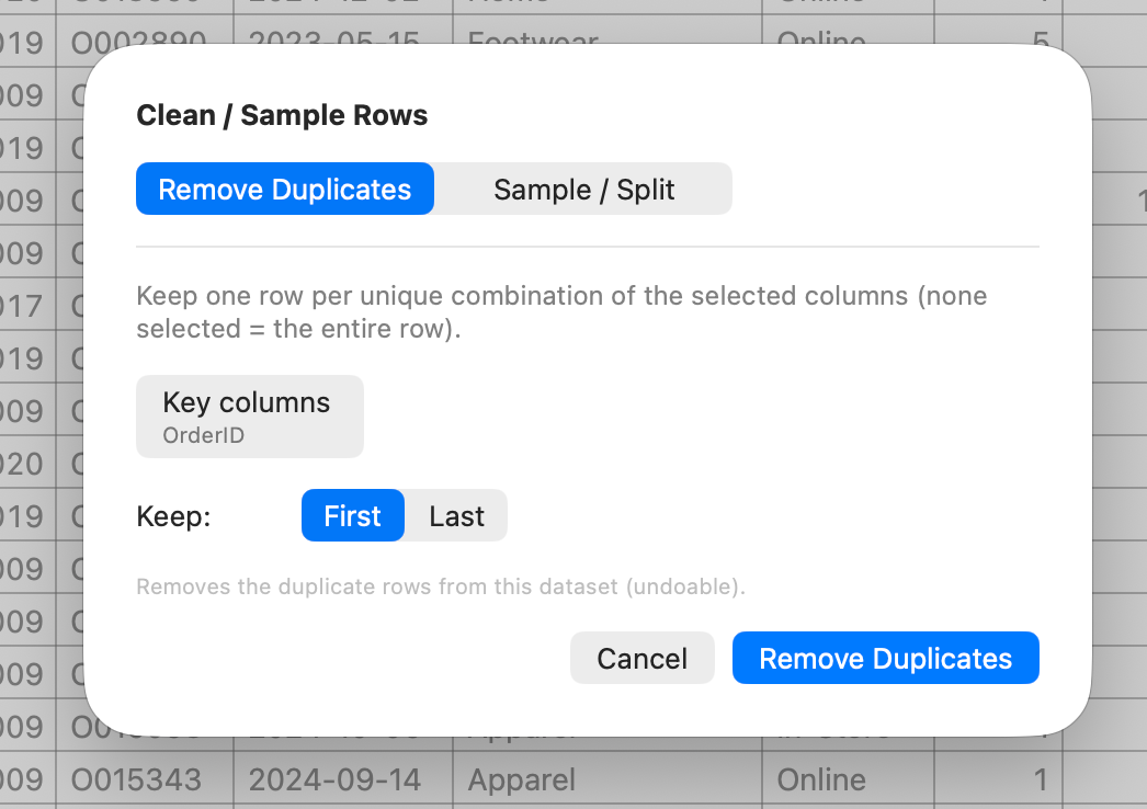 Deduplicating on OrderID
