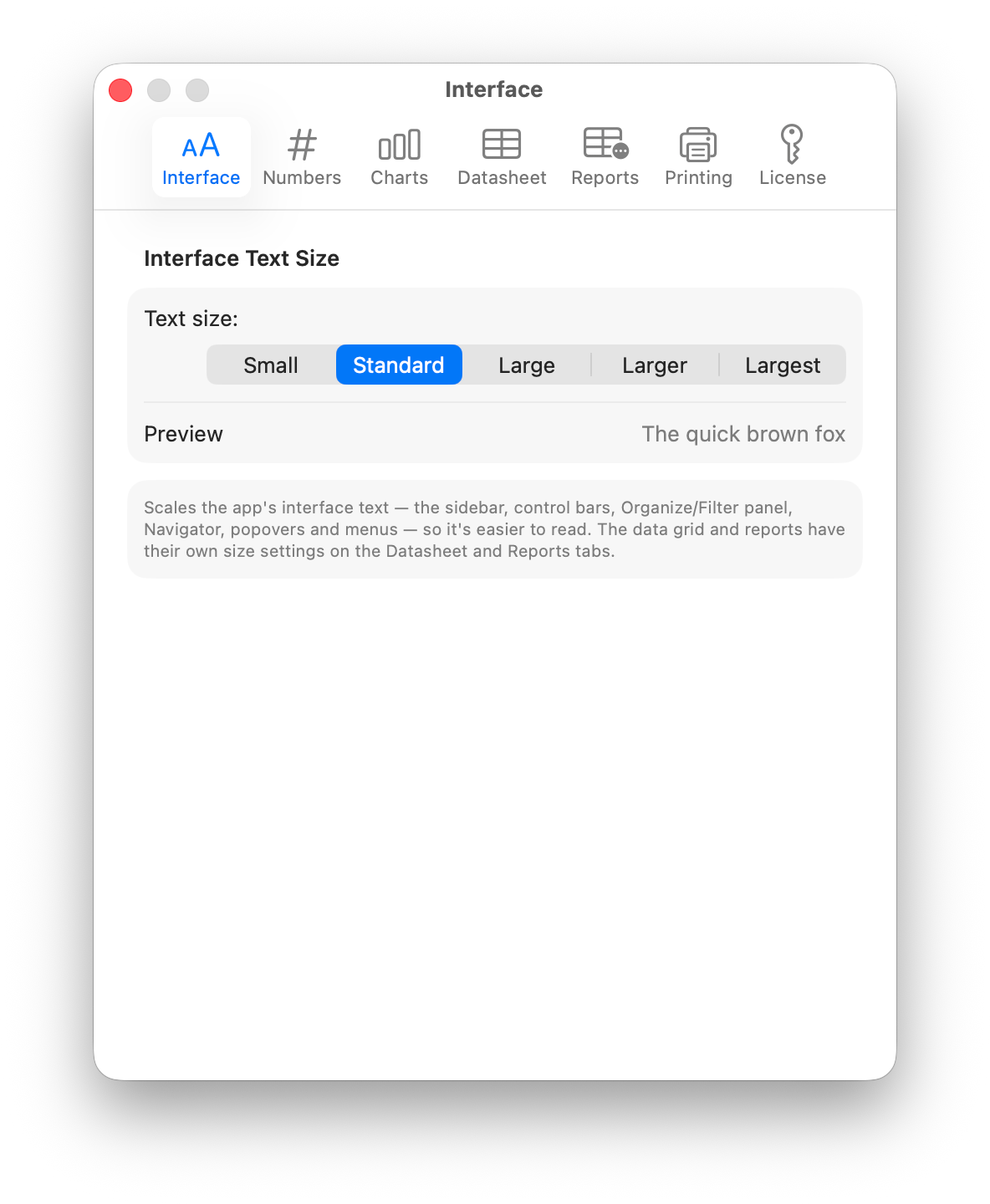 Interface text-size scaling in preferences